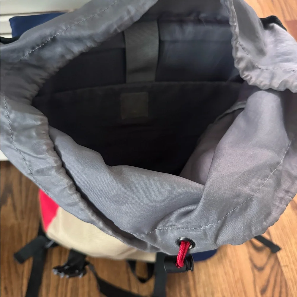 Men's Colorblock Canvas Rucksack Backpack - Navy, Tan & Red